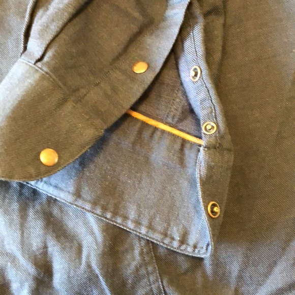 ZAGIRI XL SLIM FIT SNAP DOWN LONG SLEEVE NAVY SOFT COTTON WESTERN SHIRT - #147 - Picture 5 of 10